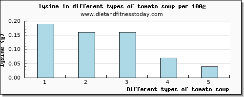 tomato soup lysine per 100g